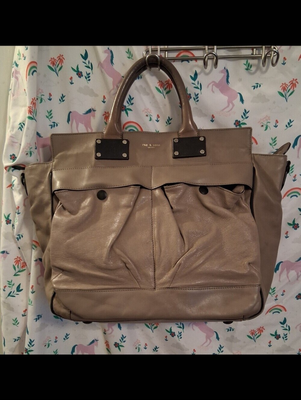 Rag & Bone Pilot Beige Lamb Skin Neutral Casual Quiet Luxury Handbag Tote Purse